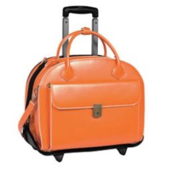 McKlein Handbags - McKlein Glen Italian Leather wheeled briefcase